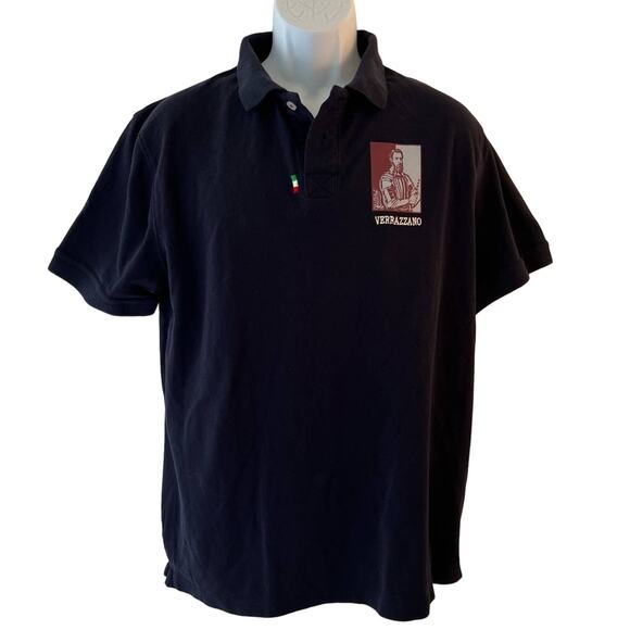Castello Di Verrazzano Short Sleeve Navy Blue Polo Shirt size L Italy Explorer - Picture 2 of 10